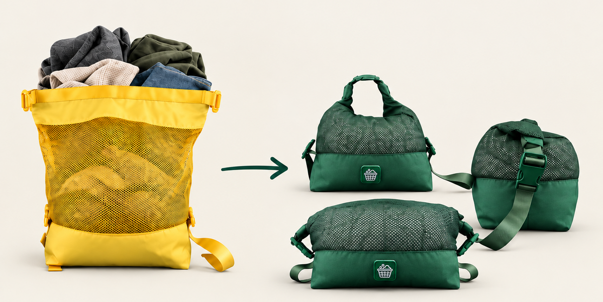 Clothing visible through the mesh top of a green Butterblok cube